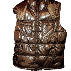 Faded Glory Black Hooded Puffer Vest Sz L